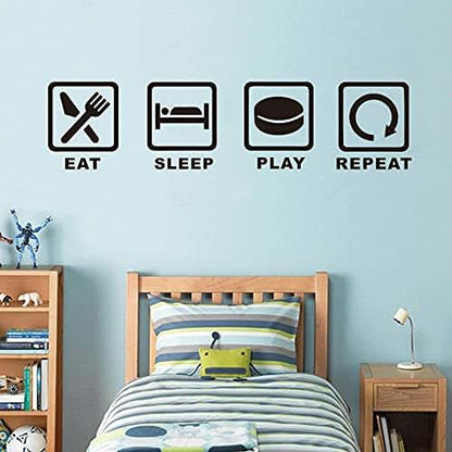 YOYOYU Art Home Decor Vinyl Sports Wall Sticker Eat Sleep Play Hockey Repeat (photo 4)