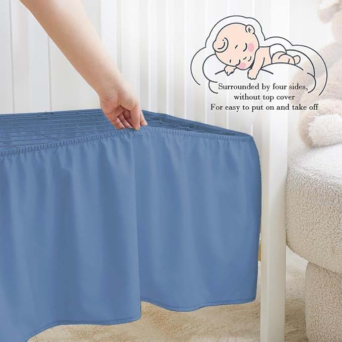 Stoffkontor Crib Ruffle Bed Skirt Medium Blue Solid (photo 3)