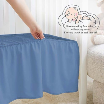 Stoffkontor Crib Ruffle Bed Skirt Medium Blue Solid (photo 3)