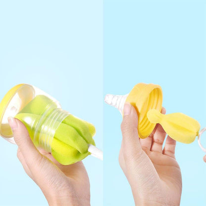 Abaodam 1set Bottle Cleaning Brush Set Rotating Feeding Bottle Pacifier Brushes Easy to Clean with Special Design for Home Outdoor Use Yellow Green Pink