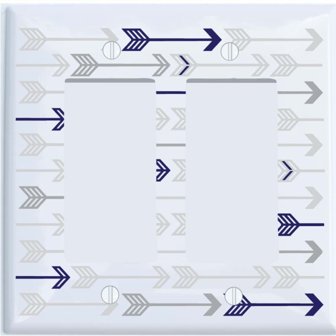 Presto Wall Decals Grey and Navy Arrow Print Light Switch Plate and Outlet Covers/Grey Woodland Nursery Decor for Baby