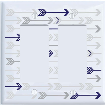 Presto Wall Decals Grey and Navy Arrow Print Light Switch Plate and Outlet Covers/Grey Woodland Nursery Decor for Baby