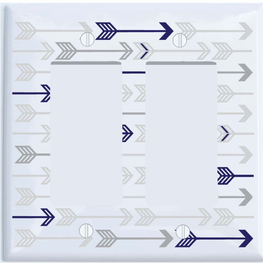 Presto Wall Decals Grey and Navy Arrow Print Light Switch Plate and Outlet Covers/Grey Woodland Nursery Decor for Baby