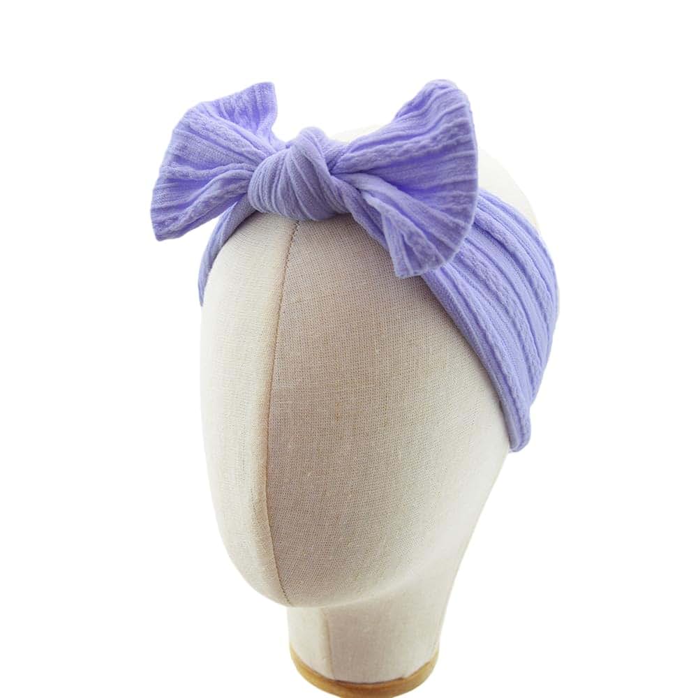 Koolgil Baby Girl Bow Headband, Nylon Knotted Turban Style, Light Purple
