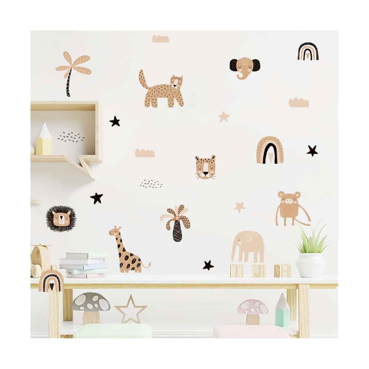 NOBRIM Wall Decals Cartoon Cute Animals Art Gifts Nursery Posters for Kids Baby Girls Nursery Decor