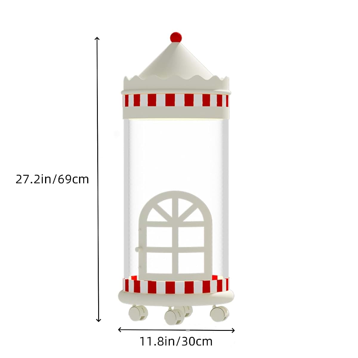 LUFOFOX Transparent PVC Storage Tube Castle Style with Door and Wheels