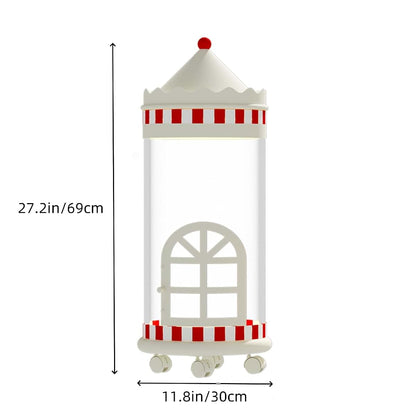 LUFOFOX Transparent PVC Storage Tube Castle Style with Door and Wheels