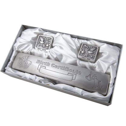 Unisaches Engravable Birth Certificate Holder And Keepsake Box Set