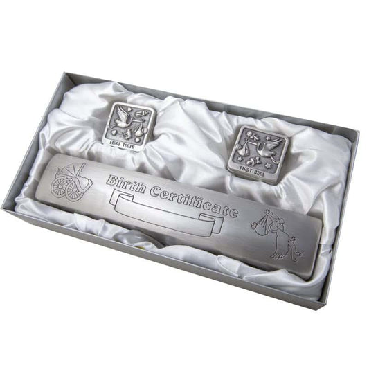 Unisaches Engravable Birth Certificate Holder And Keepsake Box Set