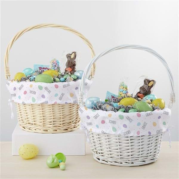 Personalization Universe Personalized Easter Egg Basket – Custom Kids Easter Egg Basket – Embroidered White (photo 4)