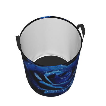 AdaNti Blue rose print Circular Hamper Waterproof Storage Bin Organizer Basket Laundry Hamper With Handles For Clothes (photo 3)