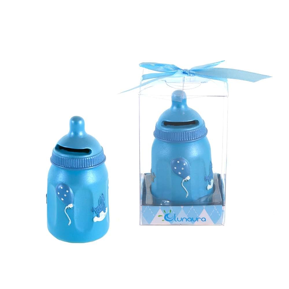 Lunaura Baby Keepsake Coin Bank Favors Set of 12 Blue