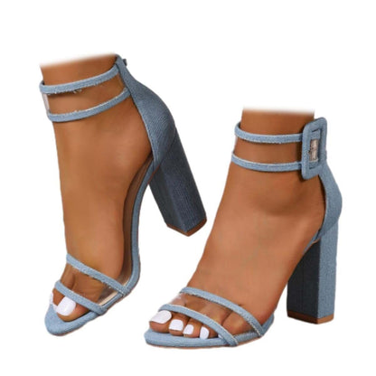 ZBYY Women's Chunky Heeled Sandals Comfy Open Toe Ankle Strap Shoes
