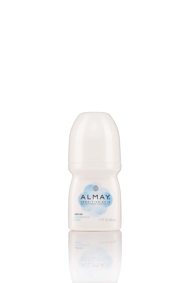 Almay Sensitive Skin Roll-On Antiperspirant & Deodorant, Fragrance Free, 1.7 Fl Oz (Pack of 6)