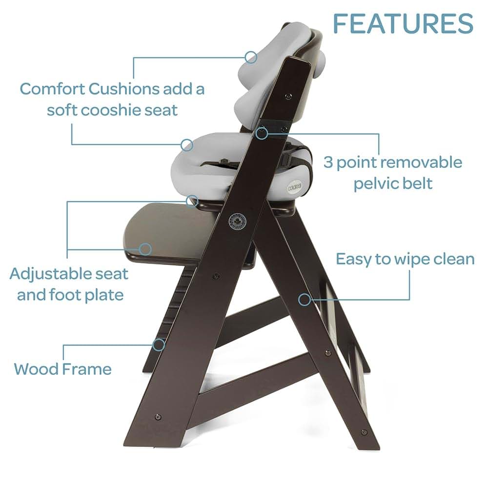 Keekaroo Kids Chair with Comfort Cushions, Espresso and Aqua
