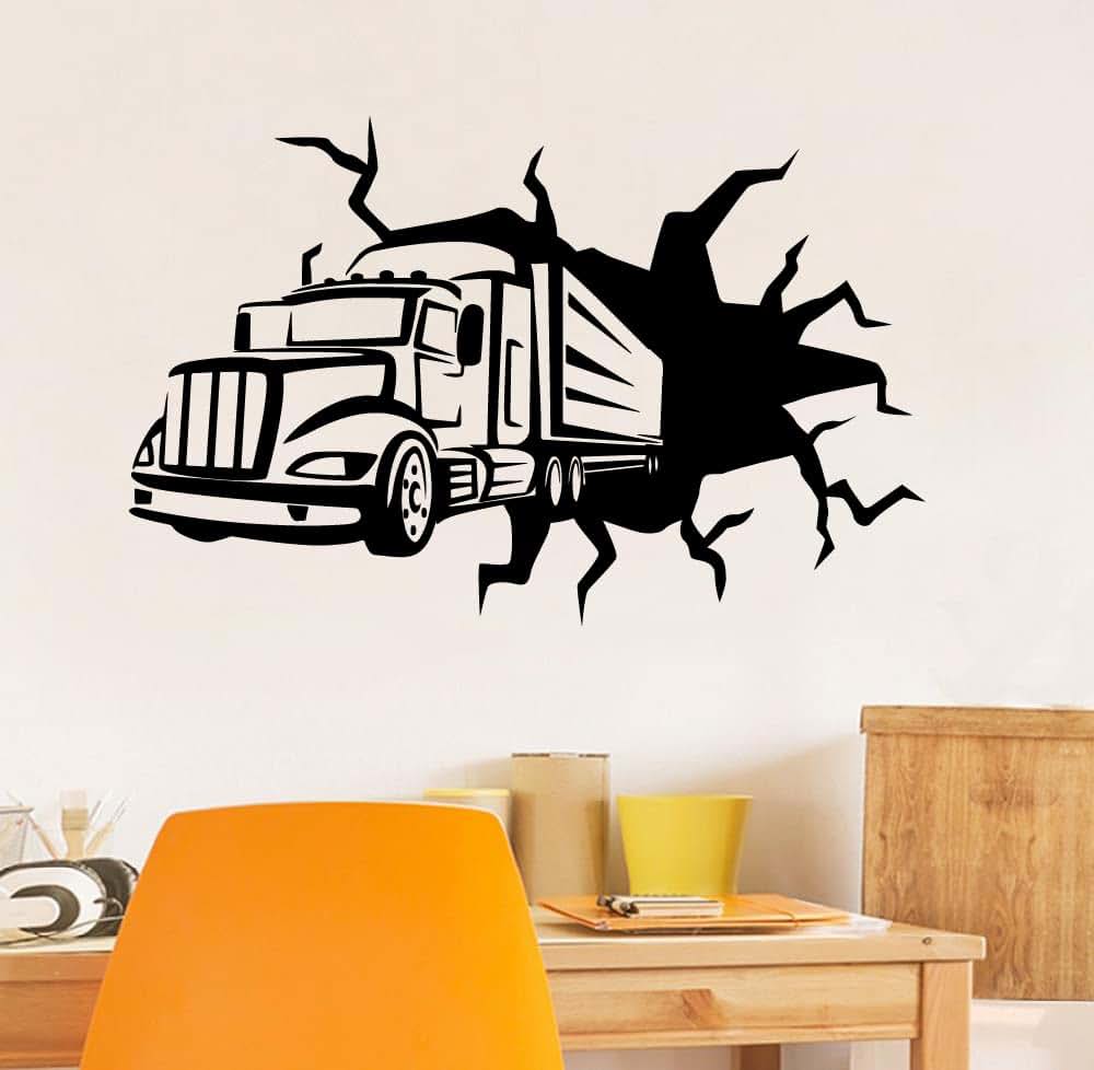 All Things Valuable Trailer Truck Silhouette Vinyl Wall Decal (photo 3)