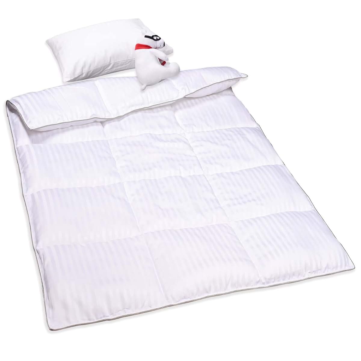 ZPECC Toddler Down Alternative Comforter, 39" x 47", White Stripe