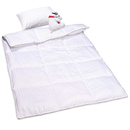 ZPECC Toddler Down Alternative Comforter, 39" x 47", White Stripe