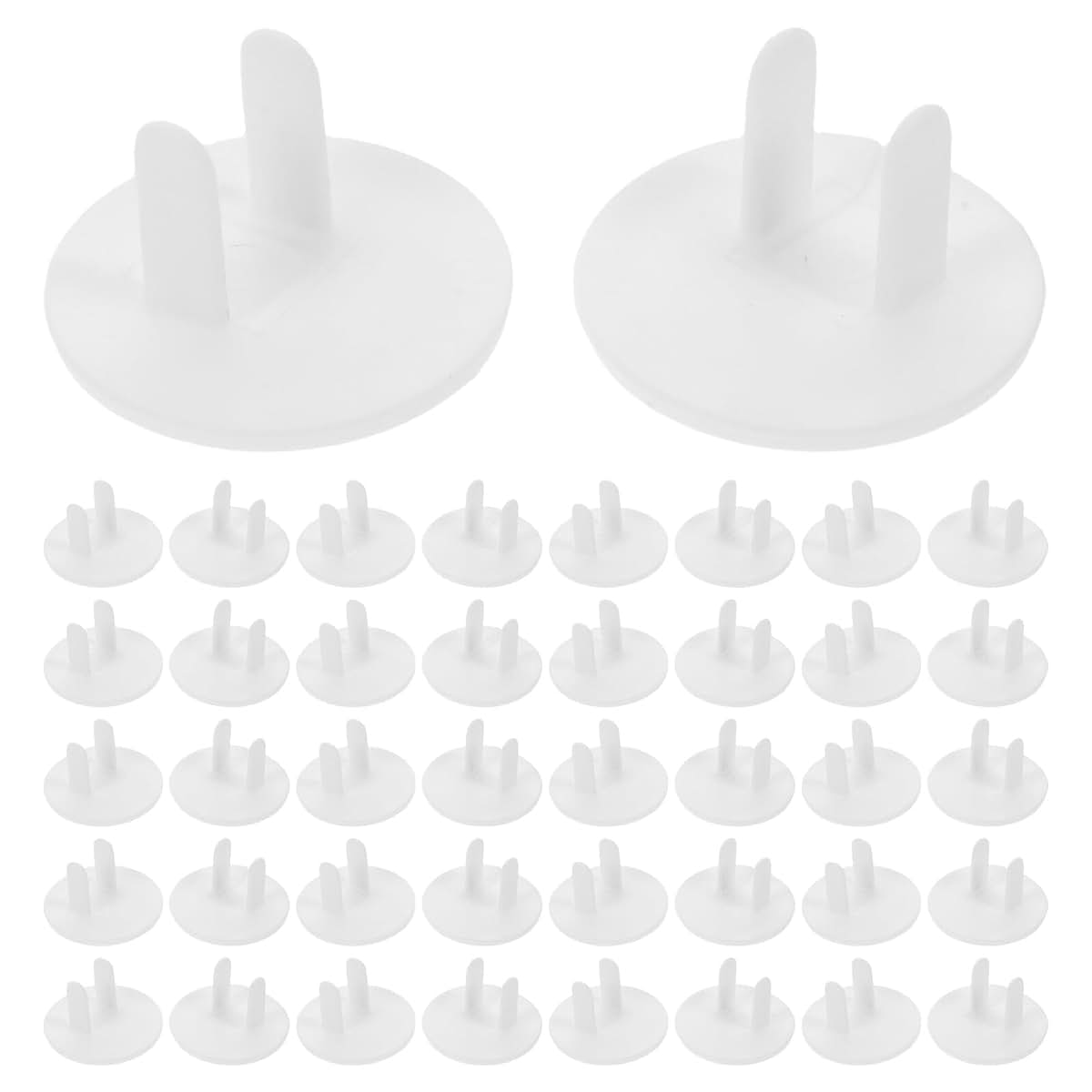 Abaodam 50pcs White Plastic 2-Prong Outlet Covers for Home Use