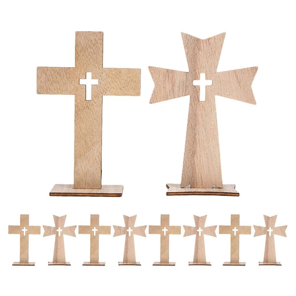 DOITOOL 10 Pcs Wooden Crosses for Centerpieces, Tabletop & Wall Decor
