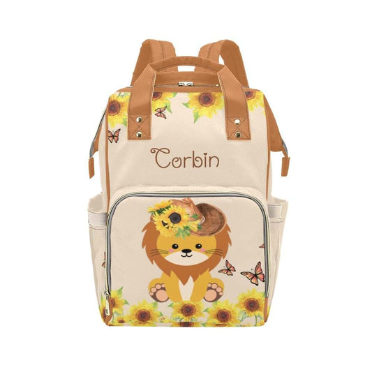 NZOOHY Personalized Diaper Bag,Cowboy Lion Sunflower Custom Name Shower Gift Diaper Backpack Baby Boys Girl Nappy Bag