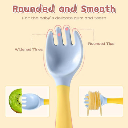 ETSSWYTO Baby Utensils Spoons and Forks Set Bendable Self-Feeding