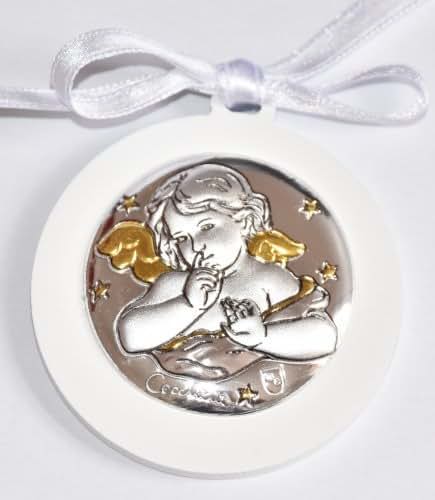 Catholic Gift Shop Angel Silver Plated Crib Medal & Lourdes Prayer Card