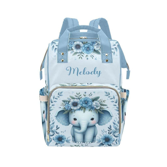 NZOOHY Cute Floral Baby Elephant Personalized Diaper Bag Backpack,Custom Name Diaper Backpack Nursing Baby Mommy Bag