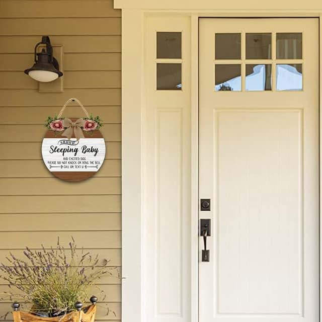 BabyOneStop Sleeping Please Do Not Ring Sign 12x12In Wood Wall Hanging