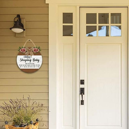 BabyOneStop Sleeping Please Do Not Ring Sign 12x12In Wood Wall Hanging