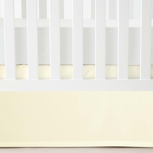 Lush Decor Printed Linen Textured Solid Crib Skirt, 52" x 28", Ivory