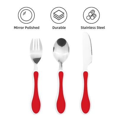 ZZYYDS Red Children's Three-Piece Knife, Fork, and Spoon Set with Outer Box