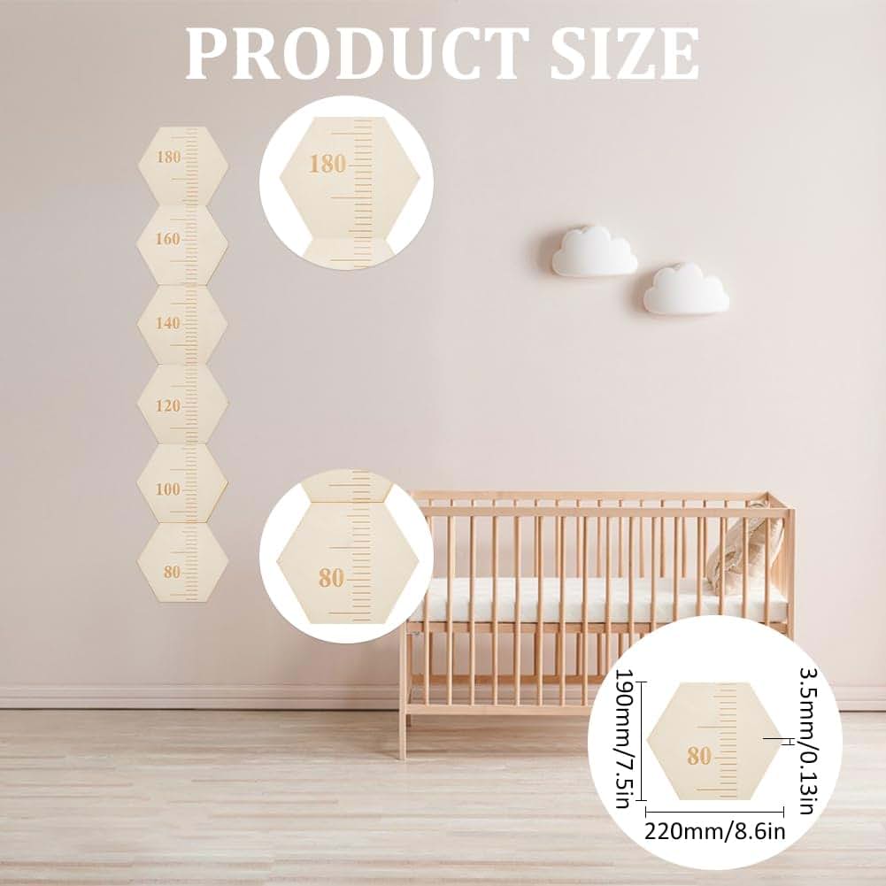 Mayjoydiy Hexagon Wooden Growth Chart Ruler
