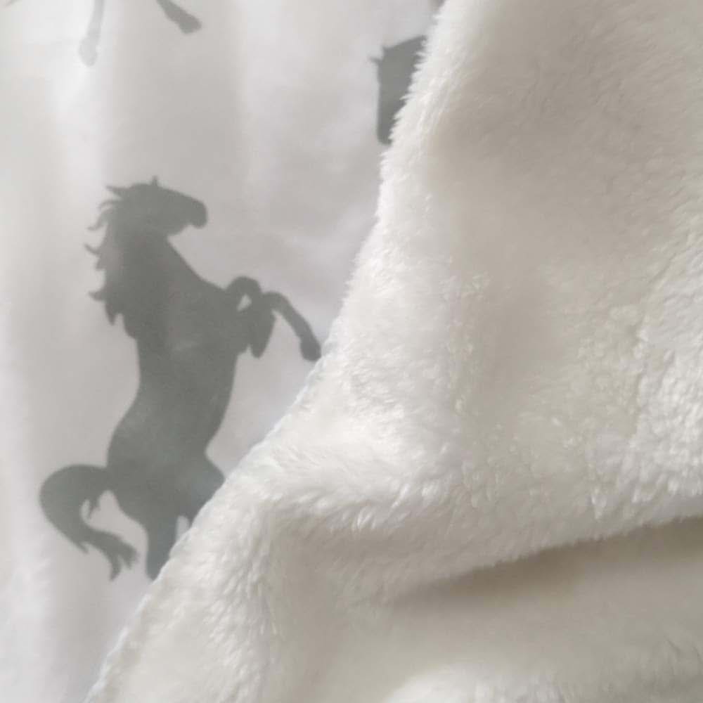 NICTIMEID Custom Baby Blanket with Name Print Horse Pattern, Personalized Newborn Gifts for Boys Girls, Soft Sherpa (photo 4)