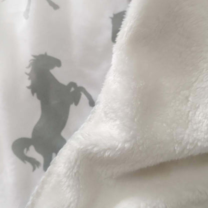 NICTIMEID Custom Baby Blanket with Name Print Horse Pattern, Personalized Newborn Gifts for Boys Girls, Soft Sherpa (photo 4)