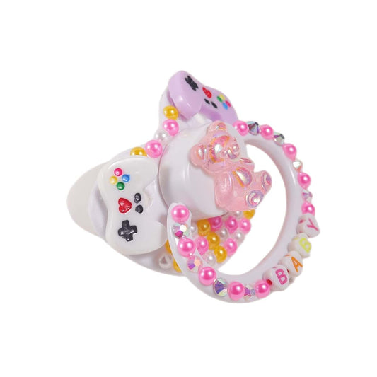 SUNOWE Adult Sized Pacifier, Personalized Pacifier, with Dust Cover Rhinestones Bling Dummy（Pink）