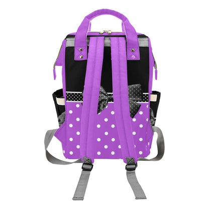 NZOOHY Personalized Diaper Bag Backpack with Custom Name Polka Dots Bow Purple (photo 3)