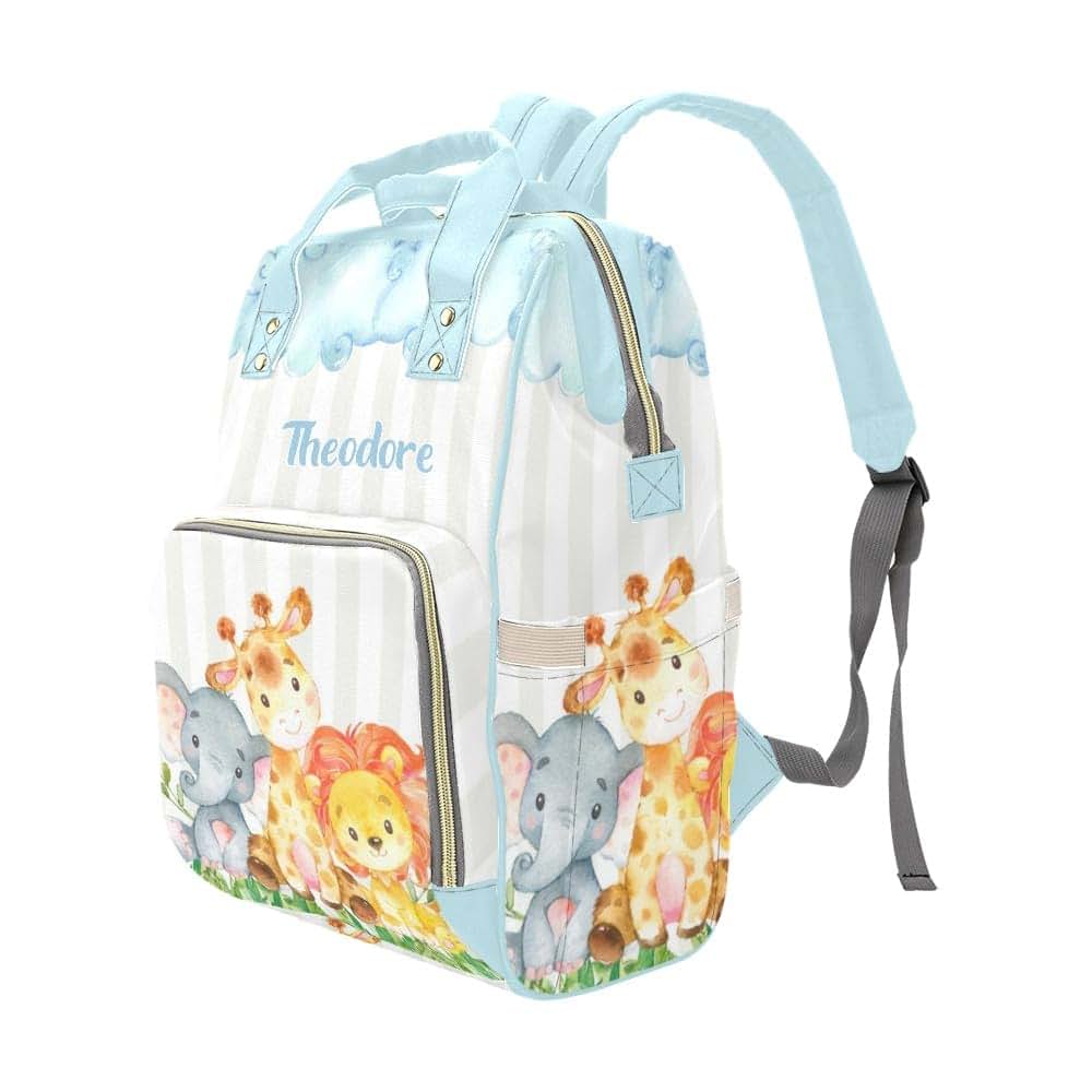 NZOOHY Personalized Diaper Bag,White Cloud Meadow Animal Custom Name Shower Gift Diaper Backpack Baby Boys Girl Nappy (photo 4)