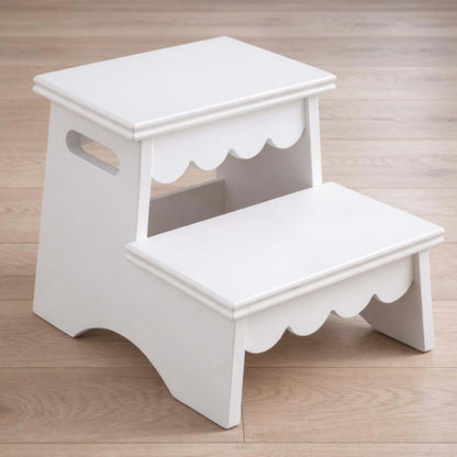 CAALMA & Co Toddler Step Stool, White Two-Step Wooden Stool