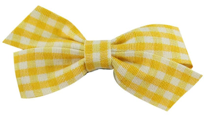 Daisy Daisy Fabric Gingham Bow Clip in Yellow, size: One Size