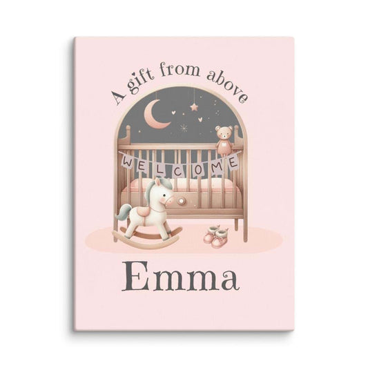 Toy Fan TV Emma Personalized Baby Girl Nursery Canvas Wall Art