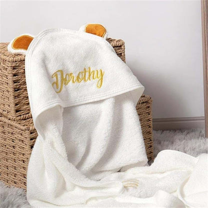 ZoikoM Personalized Embroidered Hooded Baby Towel with Cute Ears Baby Gift Embroidered Baby Bath Towel Baby Gift (photo 2)