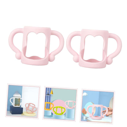 BabyOneStop Silicone Baby Bottle Handles, 2 Pack Pink Flexible Grips