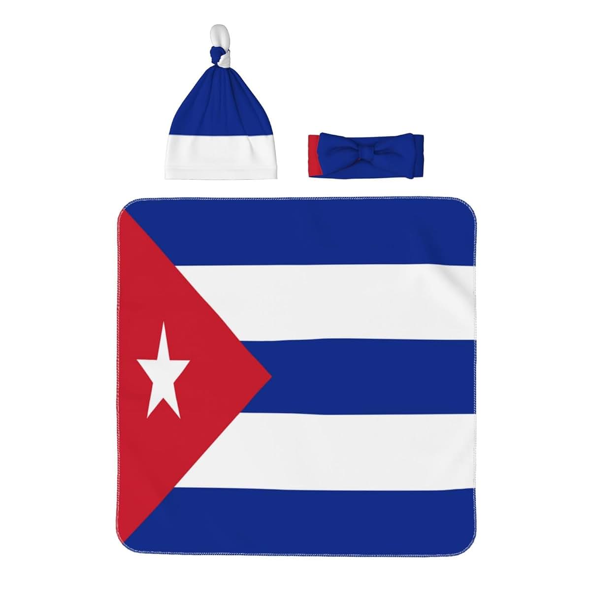 Hepbak Flag Of Cuba Swaddle Blanket And Headband Set