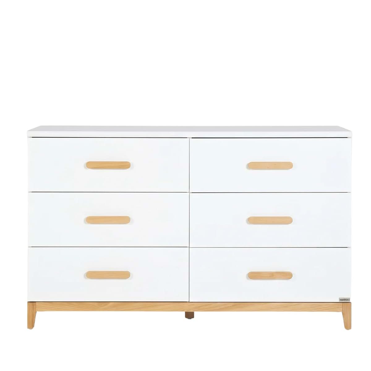 dadada LaLa 6-Drawer, Wide Dresser for Nursery, Deep Drawers, White/Natural