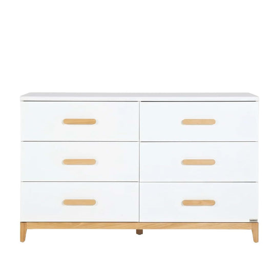 dadada LaLa 6-Drawer, Wide Dresser for Nursery, Deep Drawers, White/Natural