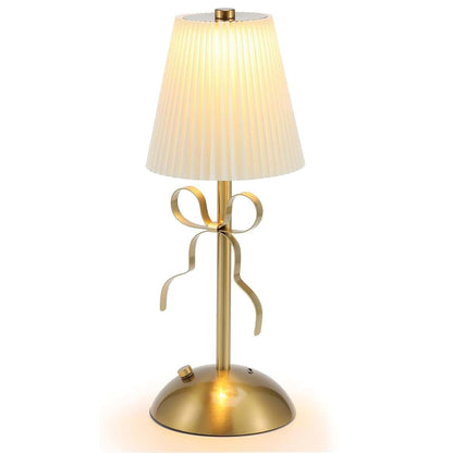 Gold Bow Night Light Lamp | 3 Color Dimming & USB Rechargeable Bedside Lighting