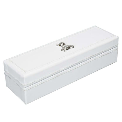 Modali Baby First Year Birth Certificate Keepsake Holder Fine Leather Box with Silver-Plated Bear Cub 9x3"