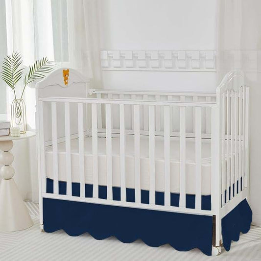 SL SUPREME LINEN 1 Piece Scalloped Mini Crib Bed Skirt (24"x 38") with 10" Inch Drop Lenght with 4 Split Corner 100%