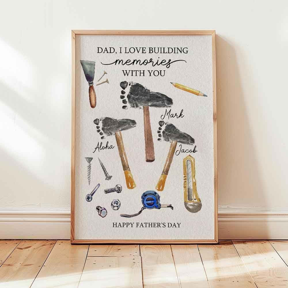 Customunik Personalized Father’s Day Footprint Craft with Kid’s Name Style 2 (photo 2)